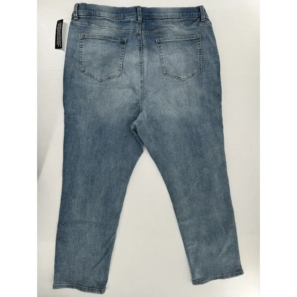 D & Co Pull On Denim Jeans Sz 24WP Plus Size 36/27 Distressed Stretch NWT - Picture 16 of 16